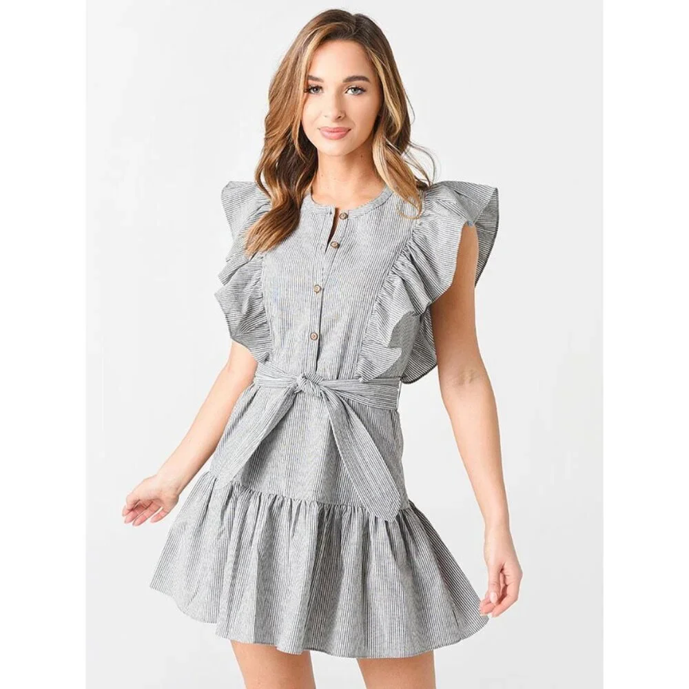 Saylor Melody Ruffled Striped Mini Dress - Picture 4 of 12